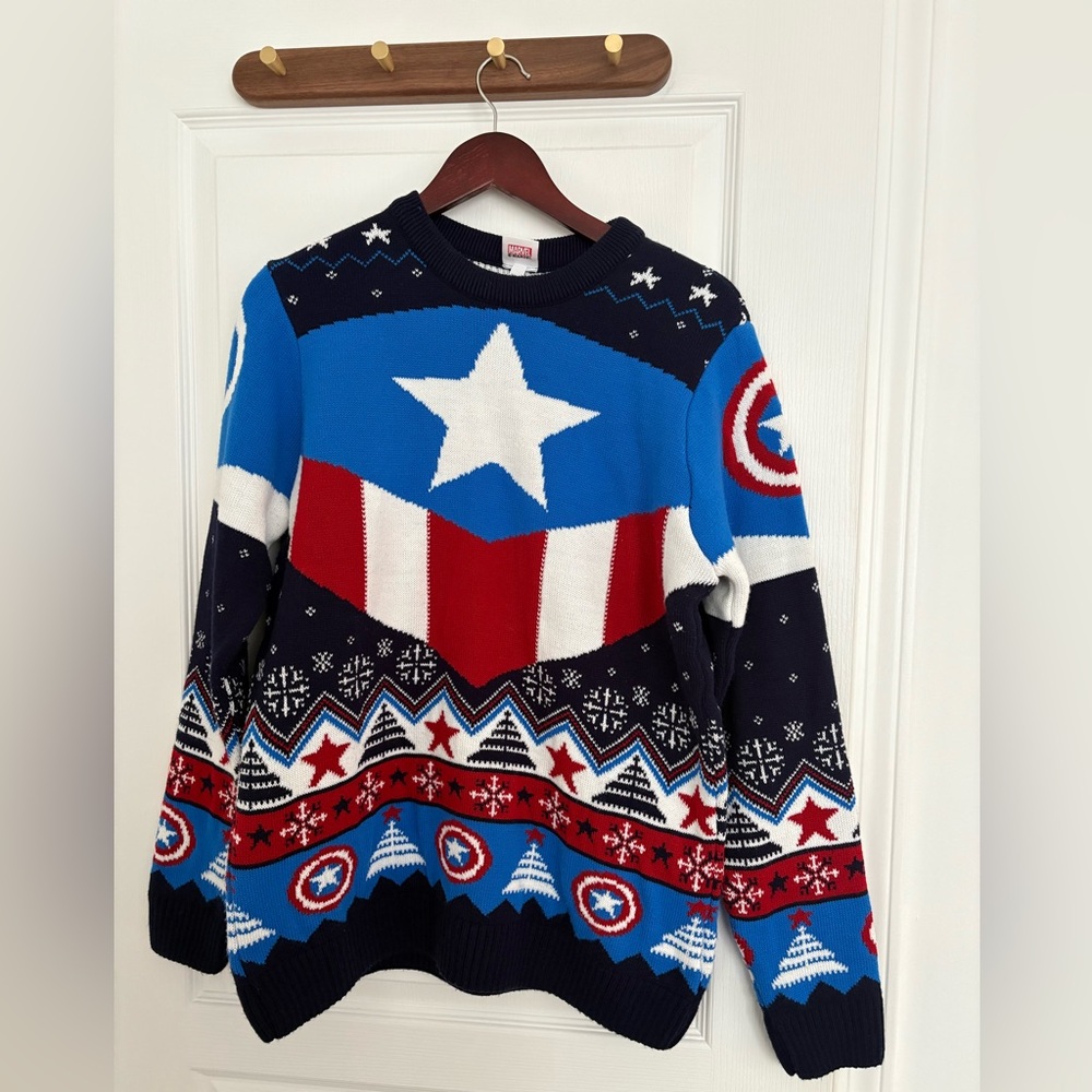 Marvel Christmas Sweater - Blue, Red, White